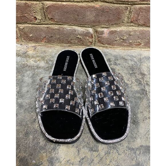 Steve Madden Jynn/Jynn Jelly Studded Clear Sandal w/Rhinestone size 8 - Picture 4 of 11
